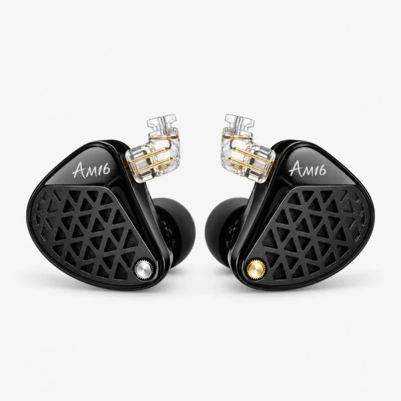 Las dos versiones del KZ AM16: botón plateado (Balanced) y botón dorado (graves reforzados)