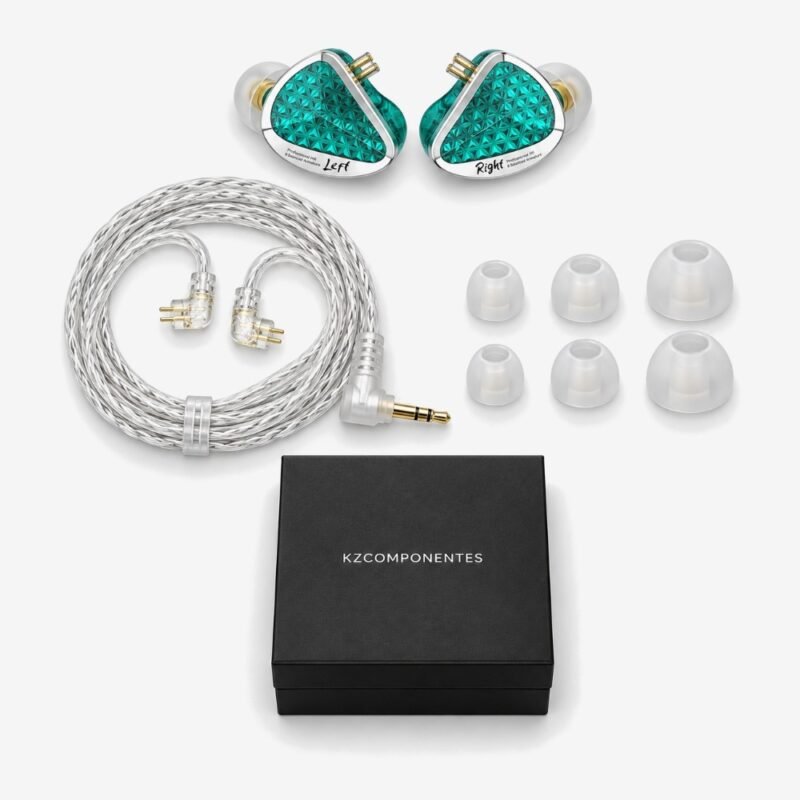 Contenido de la caja del KZ AS16 Pro: auriculares, cable, almohadillas y caja