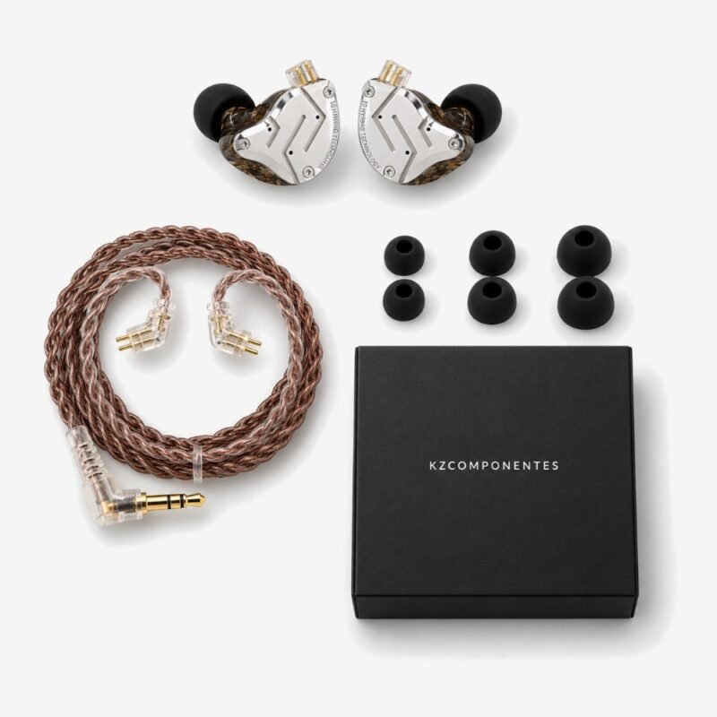 Contenido de la caja del KZ ZS10 Pro: auriculares, cable, almohadillas y caja