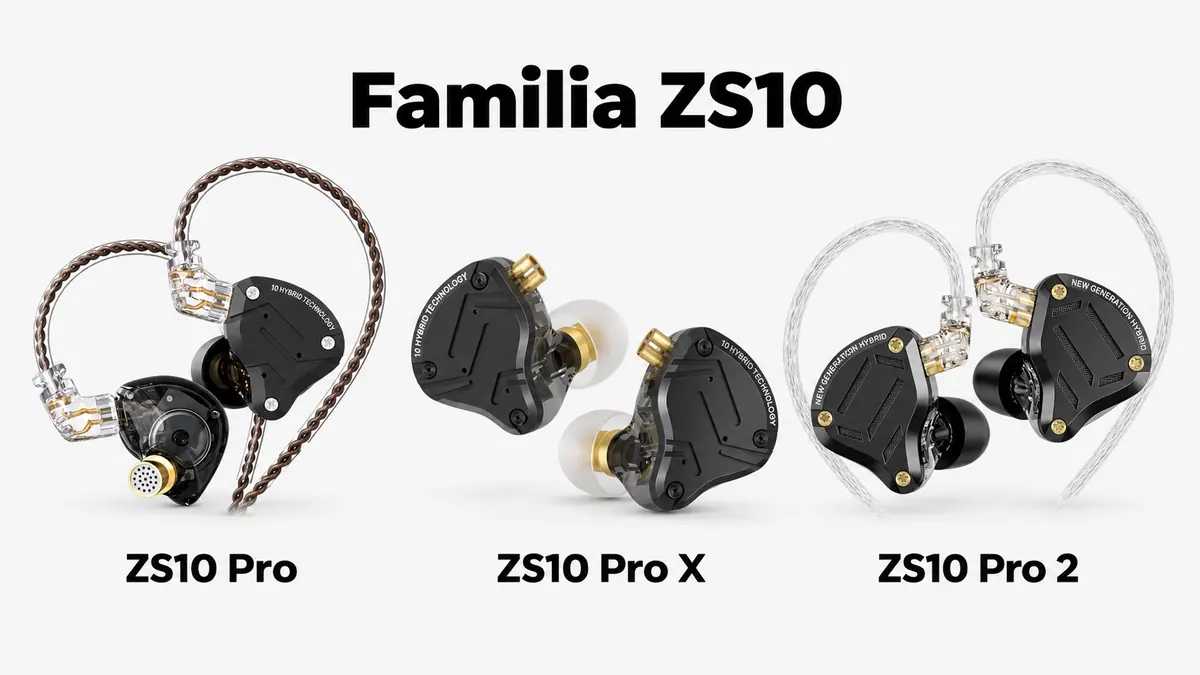 KZ ZS10 Pro, KZ ZS10 Pro X and KZ ZS10 Pro 2 in black, side by side
