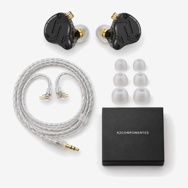 What's in the box of the KZ ZS10 Pro X: earphones, cable, ear tips and box