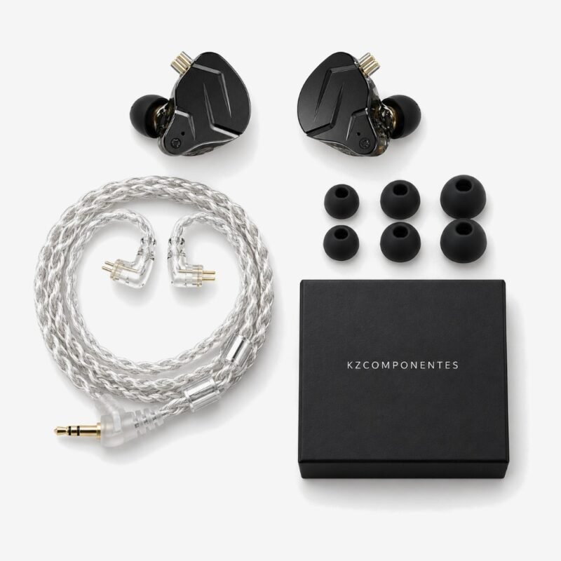 What's in the box of the KZ ZSN Pro X: earphones, cable, ear tips and box